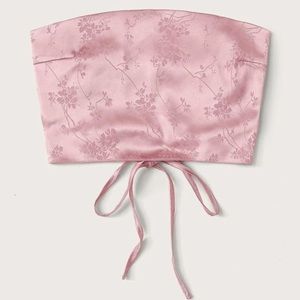 Satin Jacquard Lace-up Tube Top